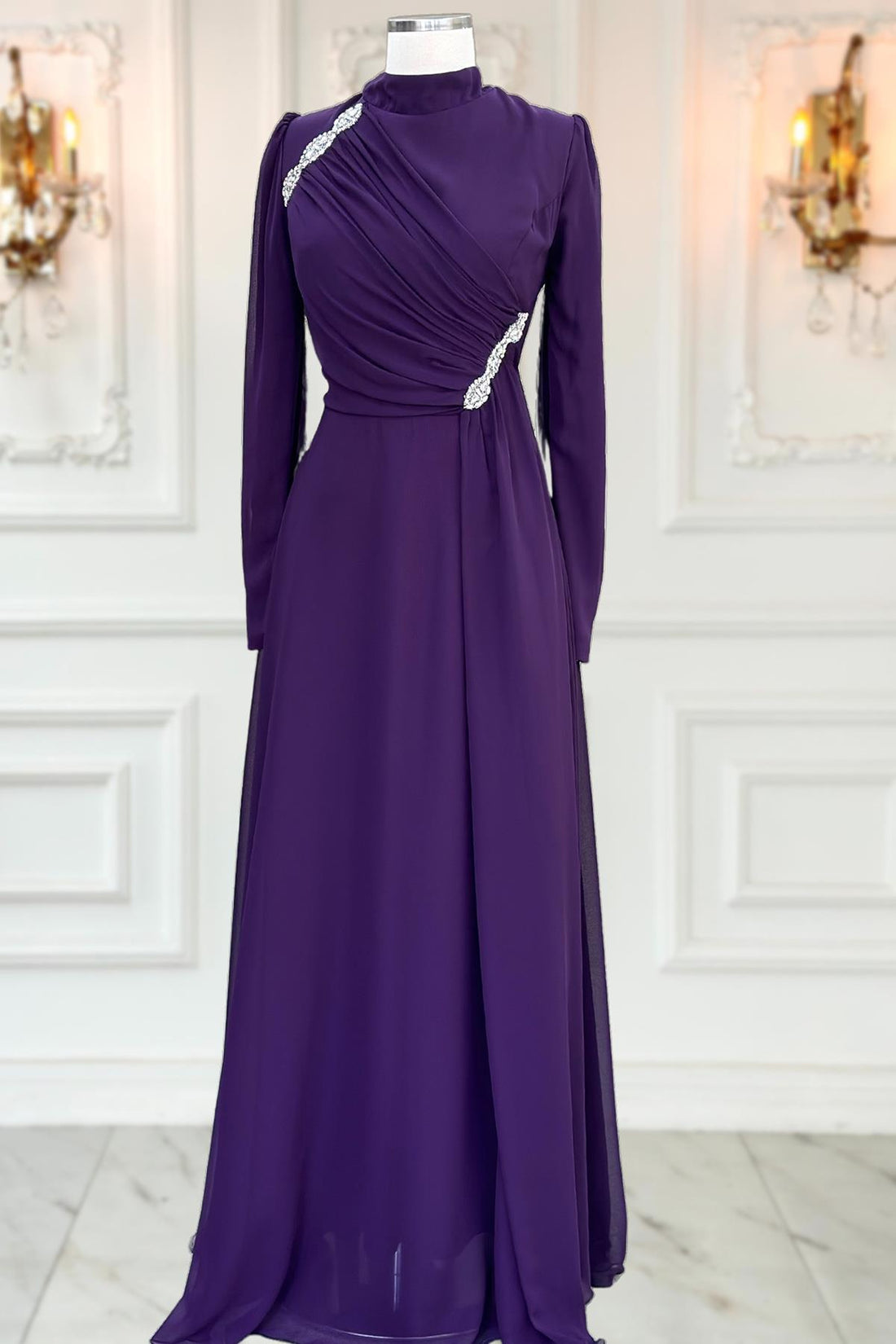 Eflin Modest Evening Dress - Plum