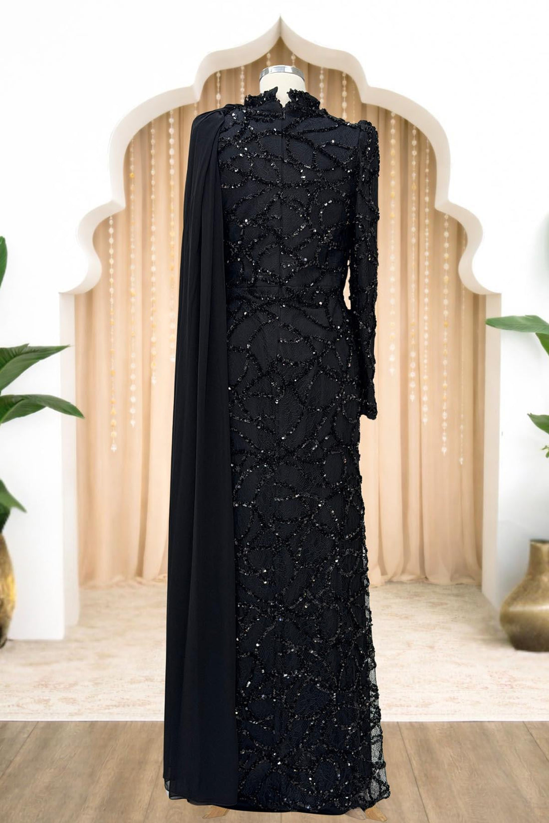 Efsane Modest Evening Dress - Black