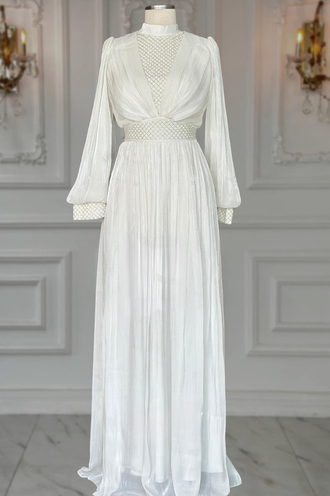 Efser Modest Evening Dress - Ivory