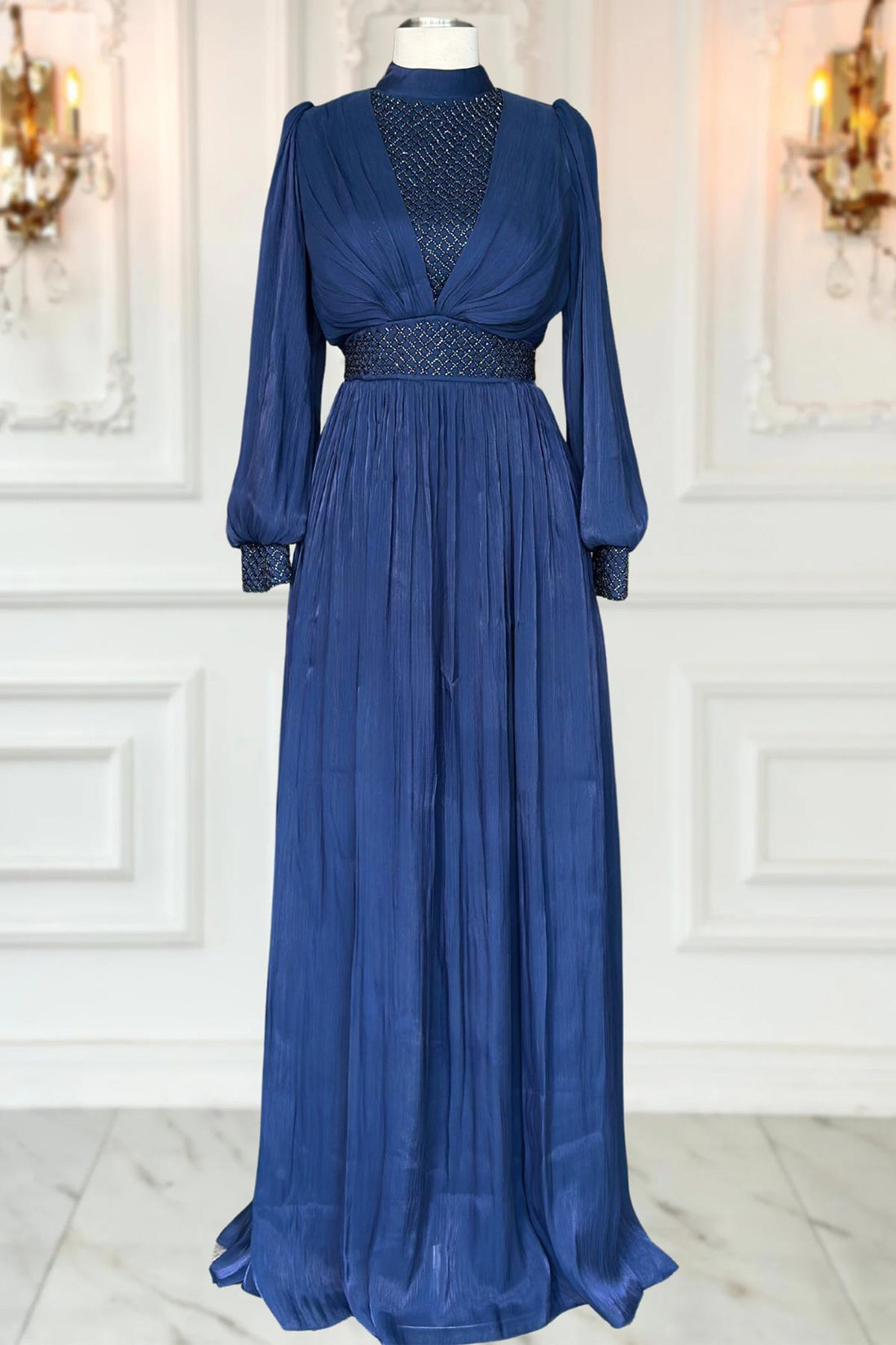 Efser Modest Evening Dress - Navy