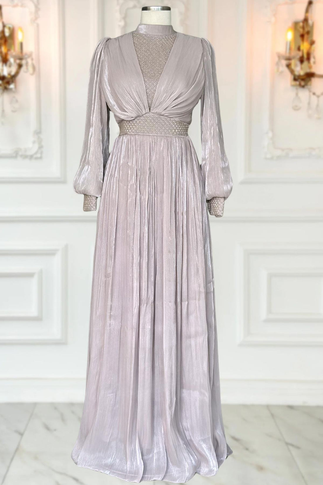 Efser Modest Evening Dress - Blush Pink
