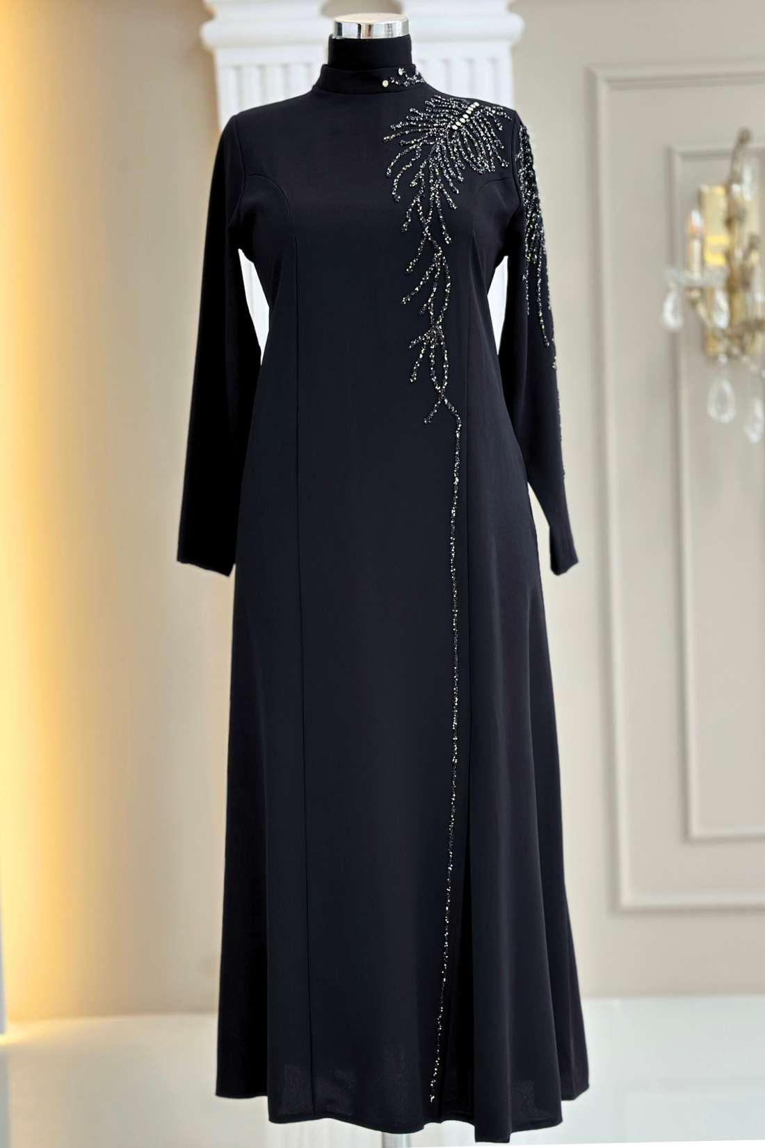 Elisa Modest Evening Dress - Black