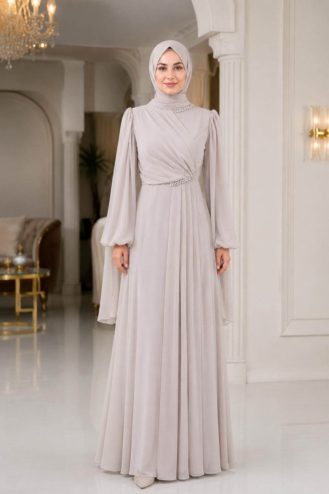 Feza Modest Evening Dress - Gold