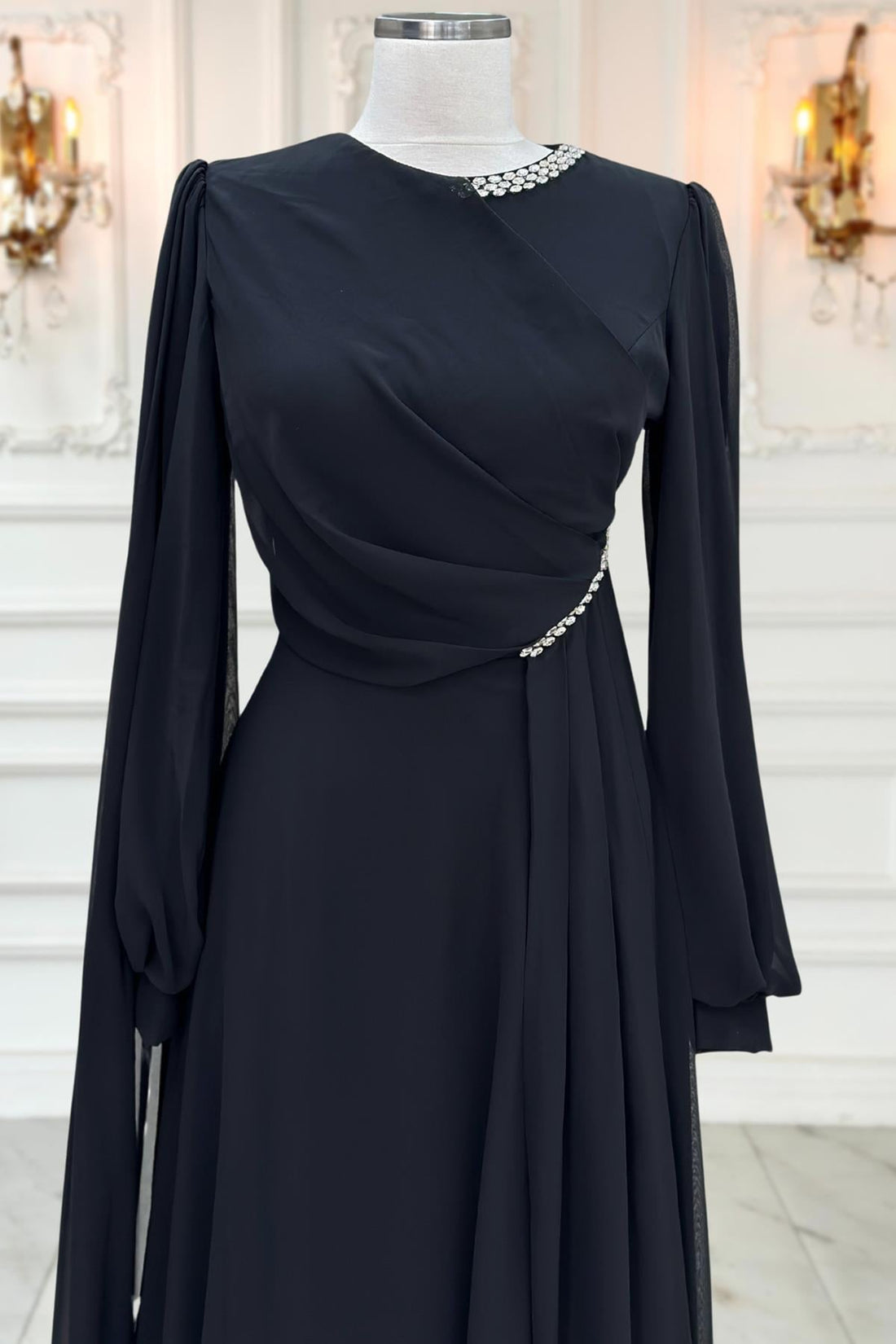 Feza Modest Evening Dress - Black