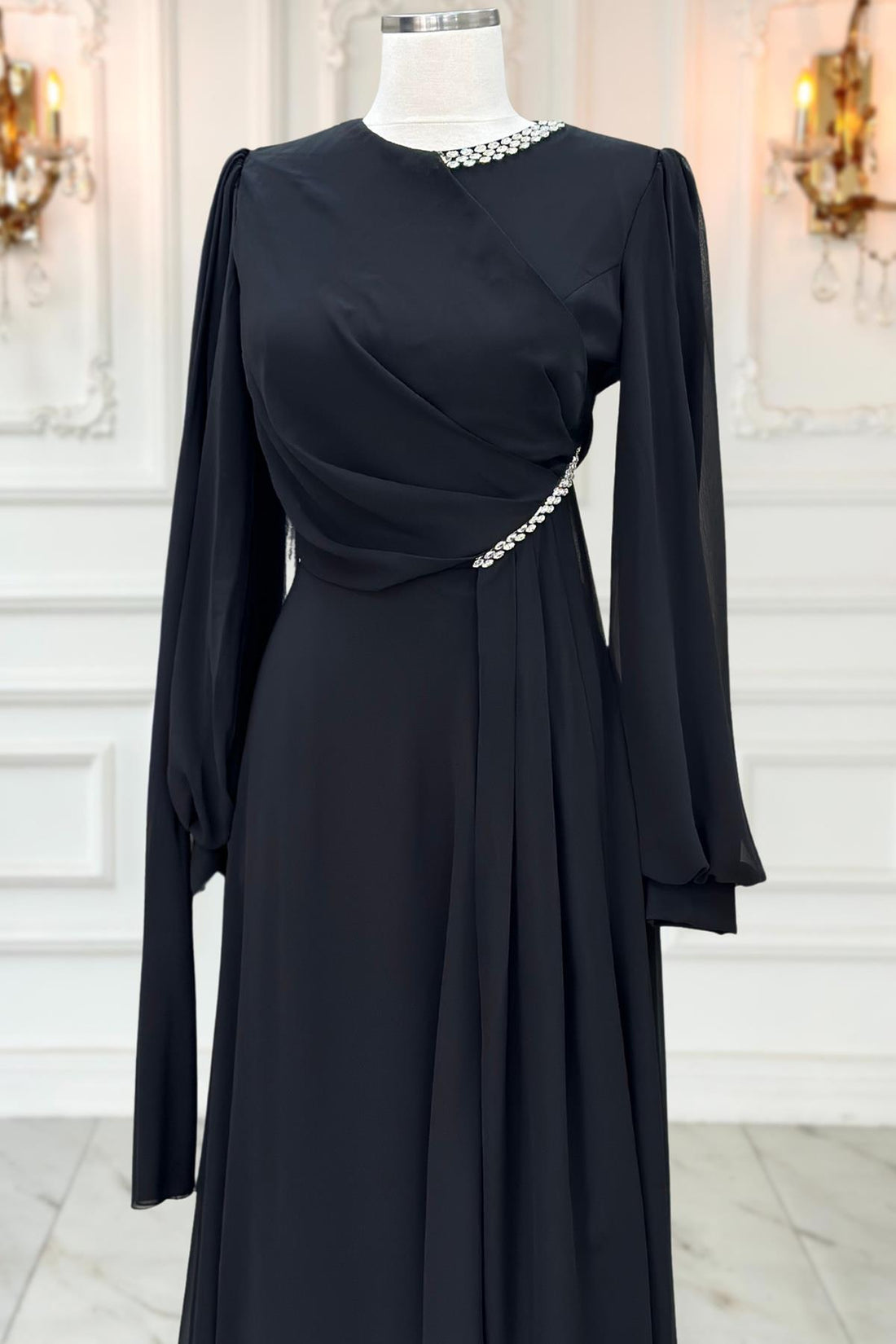 Feza Modest Evening Dress - Black