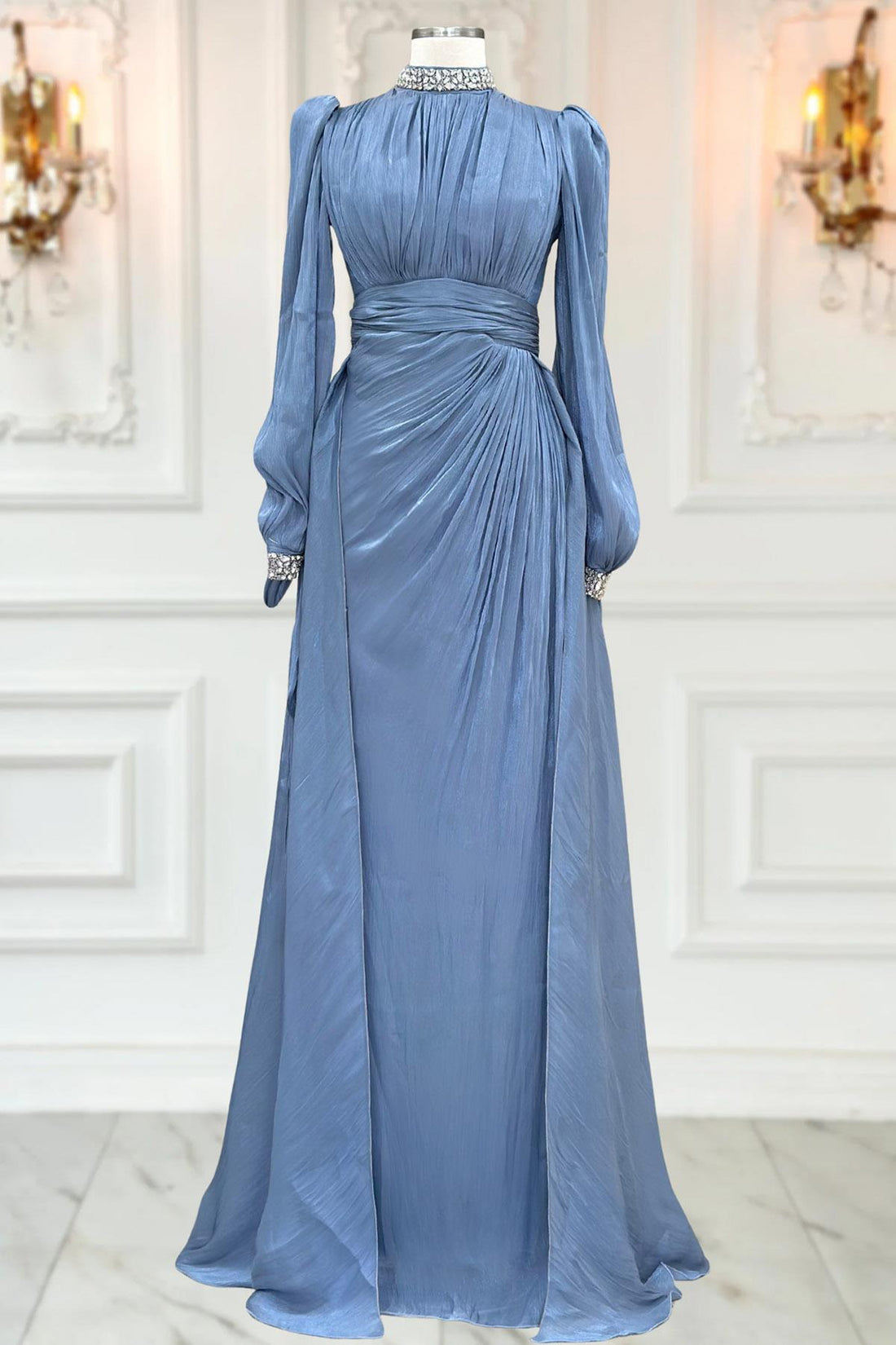 Gözde Modest Evening Dress - Indigo