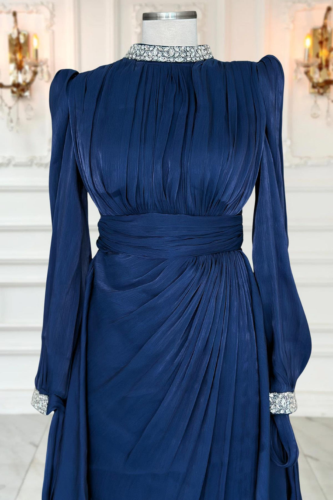 Gözde Modest Evening Dress - Navy