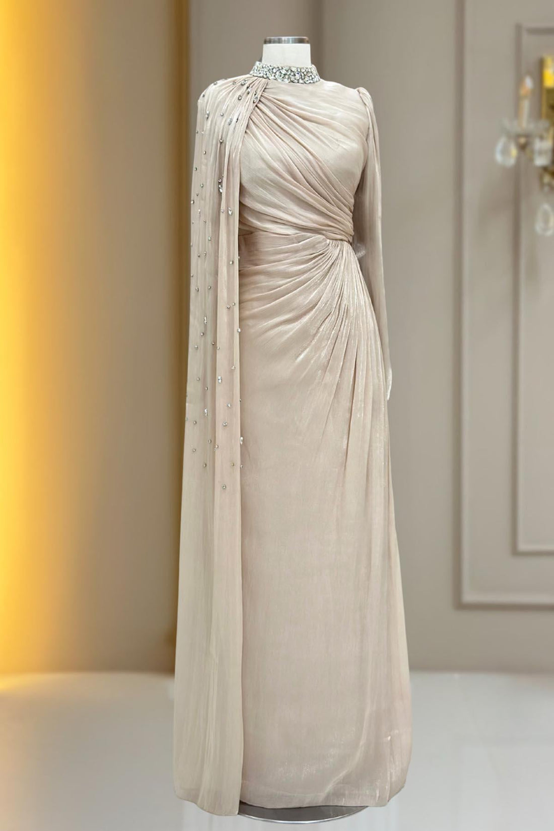 Helen Modest Evening Dress - Gold