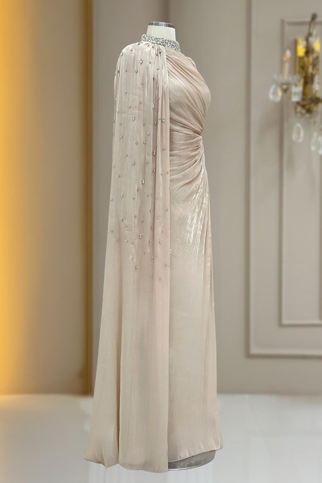 Helen Modest Evening Dress - Gold