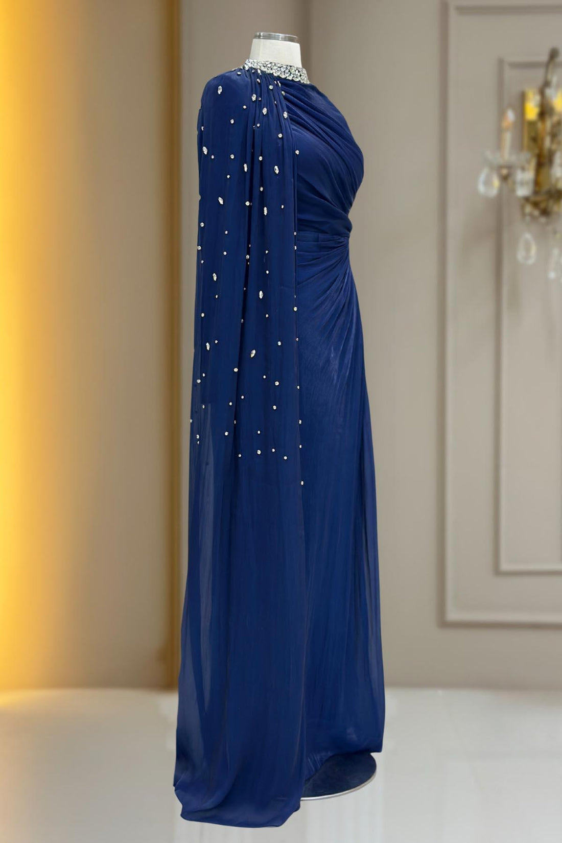 Helen Modest Evening Dress - Navy