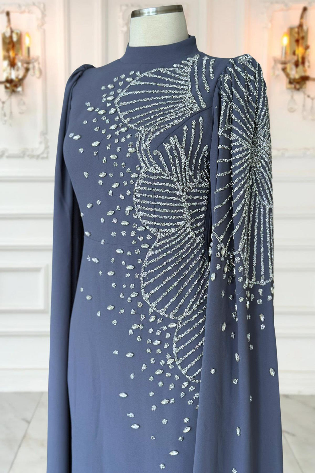 Hüsna Modest Evening Dress - Indigo