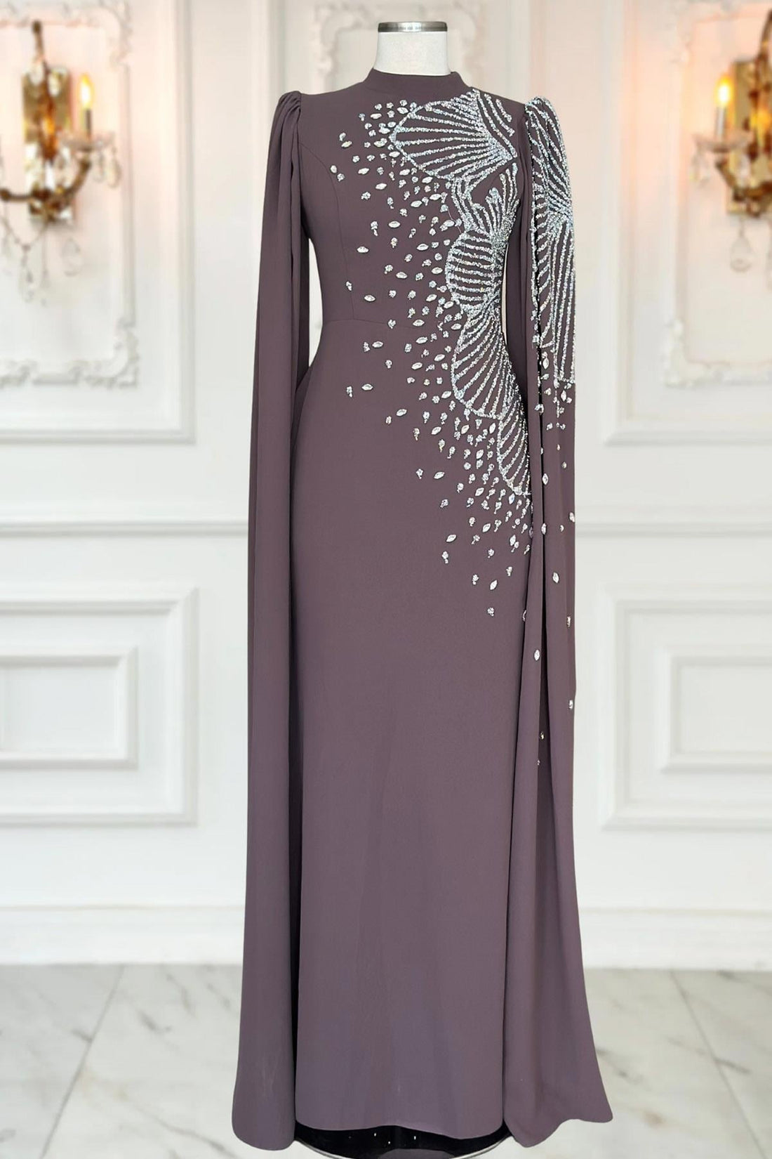 Hüsna Modest Evening Dress - Taupe