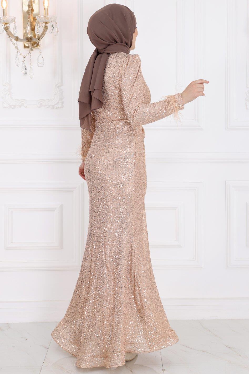 İkbal Modest Evening Dress - Gold