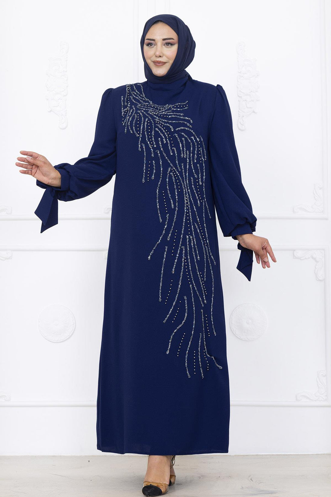 İrem Modest Evening Dress - Navy