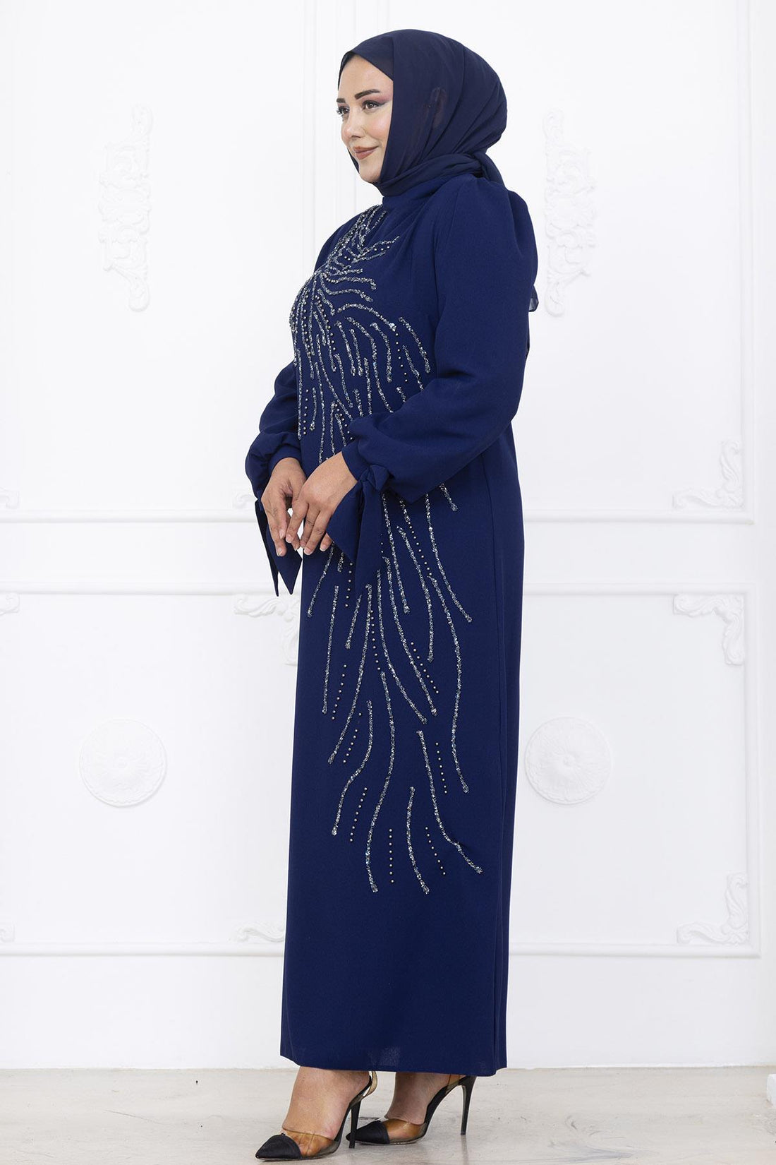 İrem Modest Evening Dress - Navy