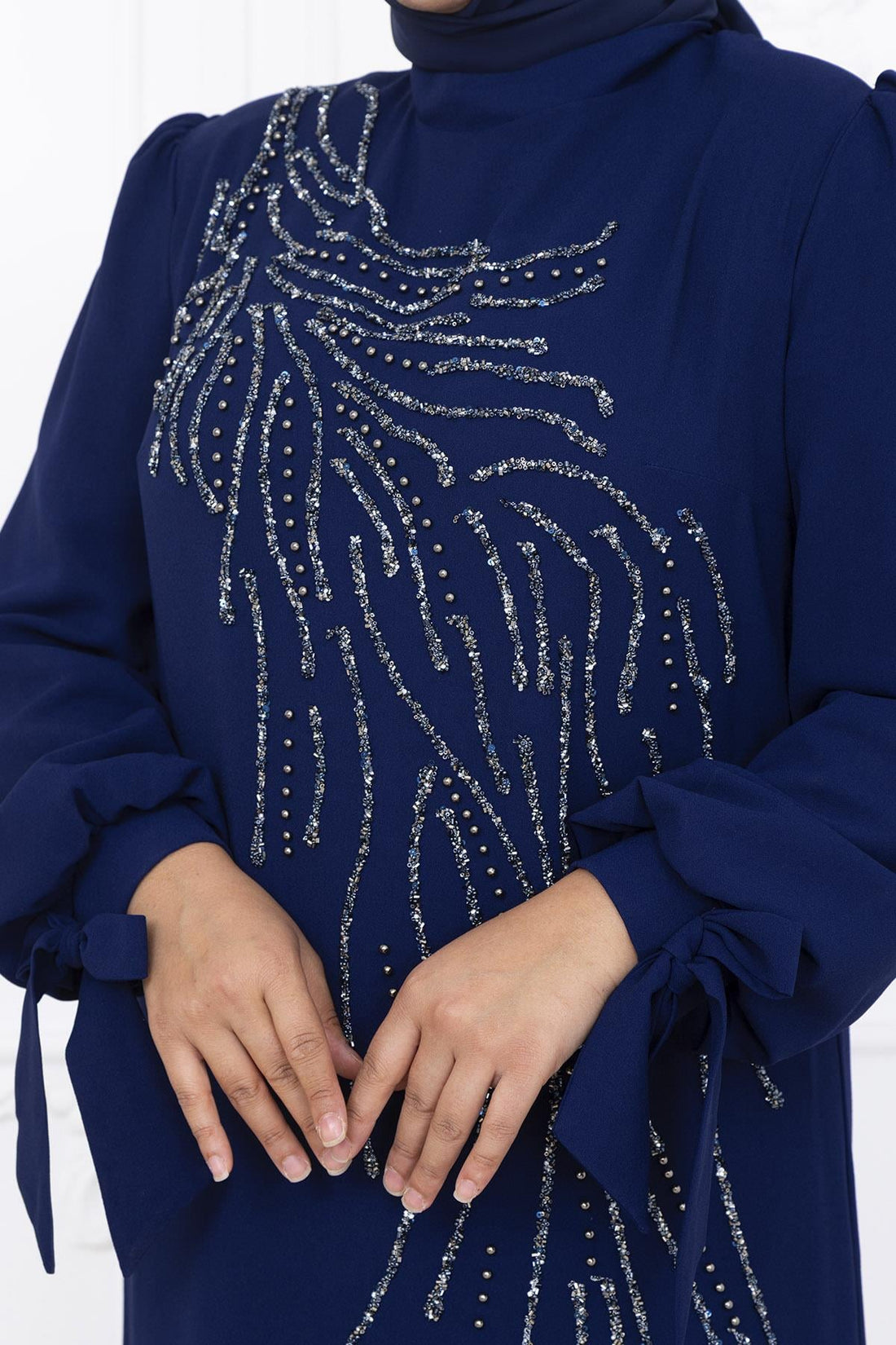 İrem Modest Evening Dress - Navy