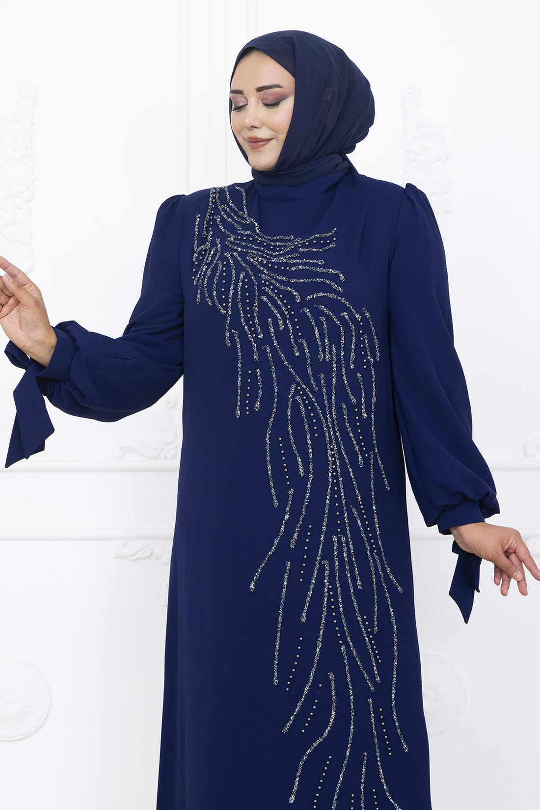 İrem Modest Evening Dress - Navy