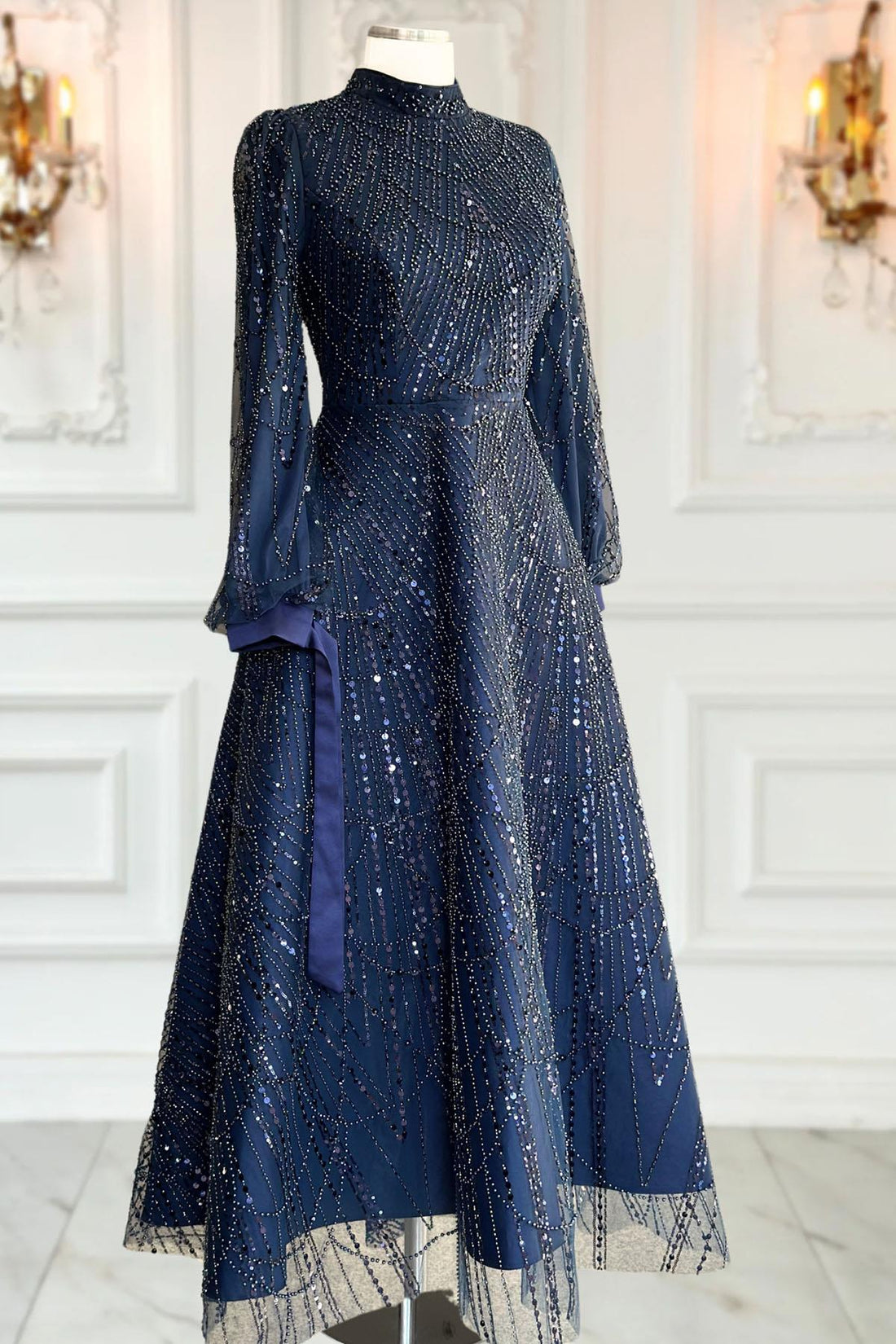 Karina Modest Evening Dress - Navy