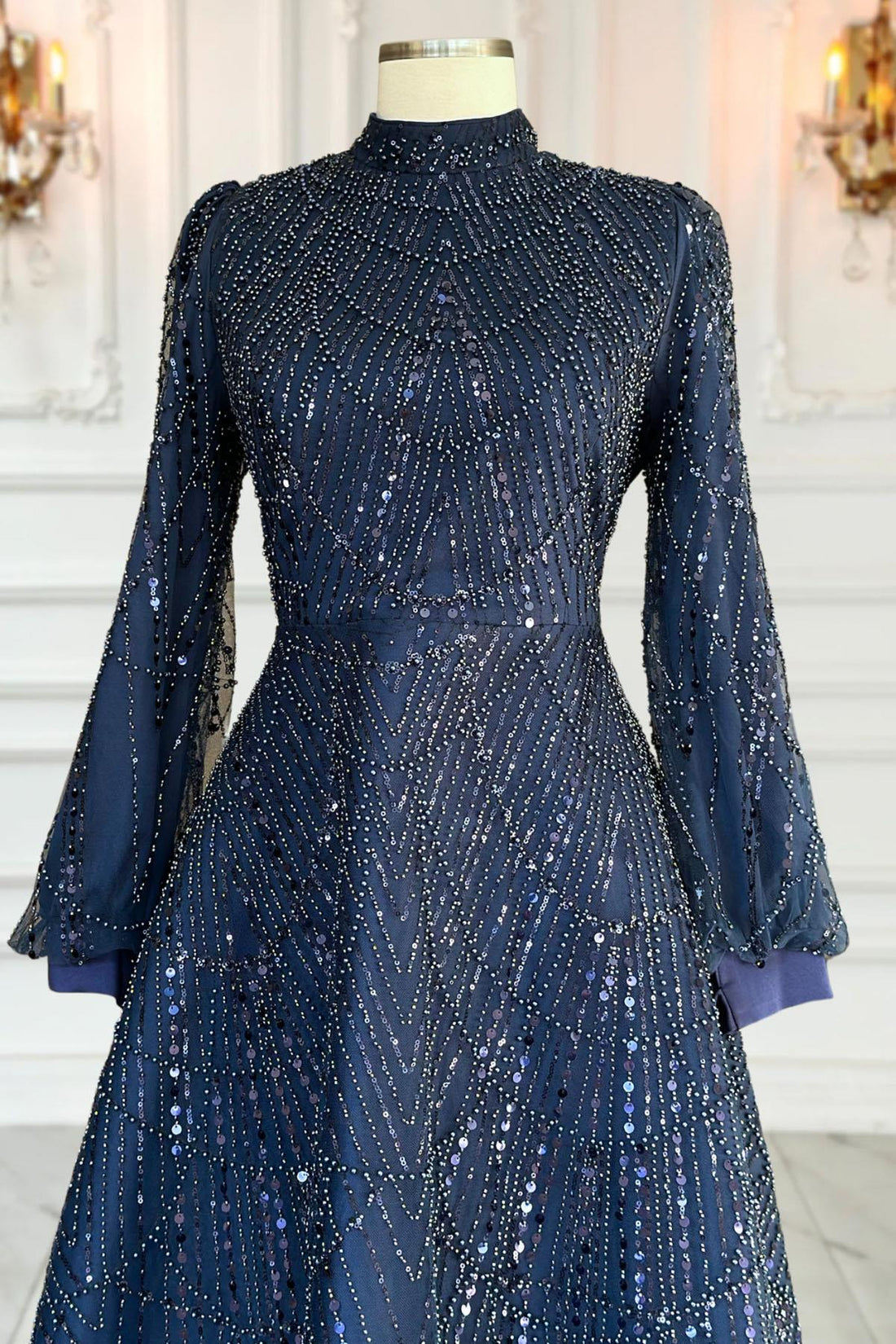 Karina Modest Evening Dress - Navy