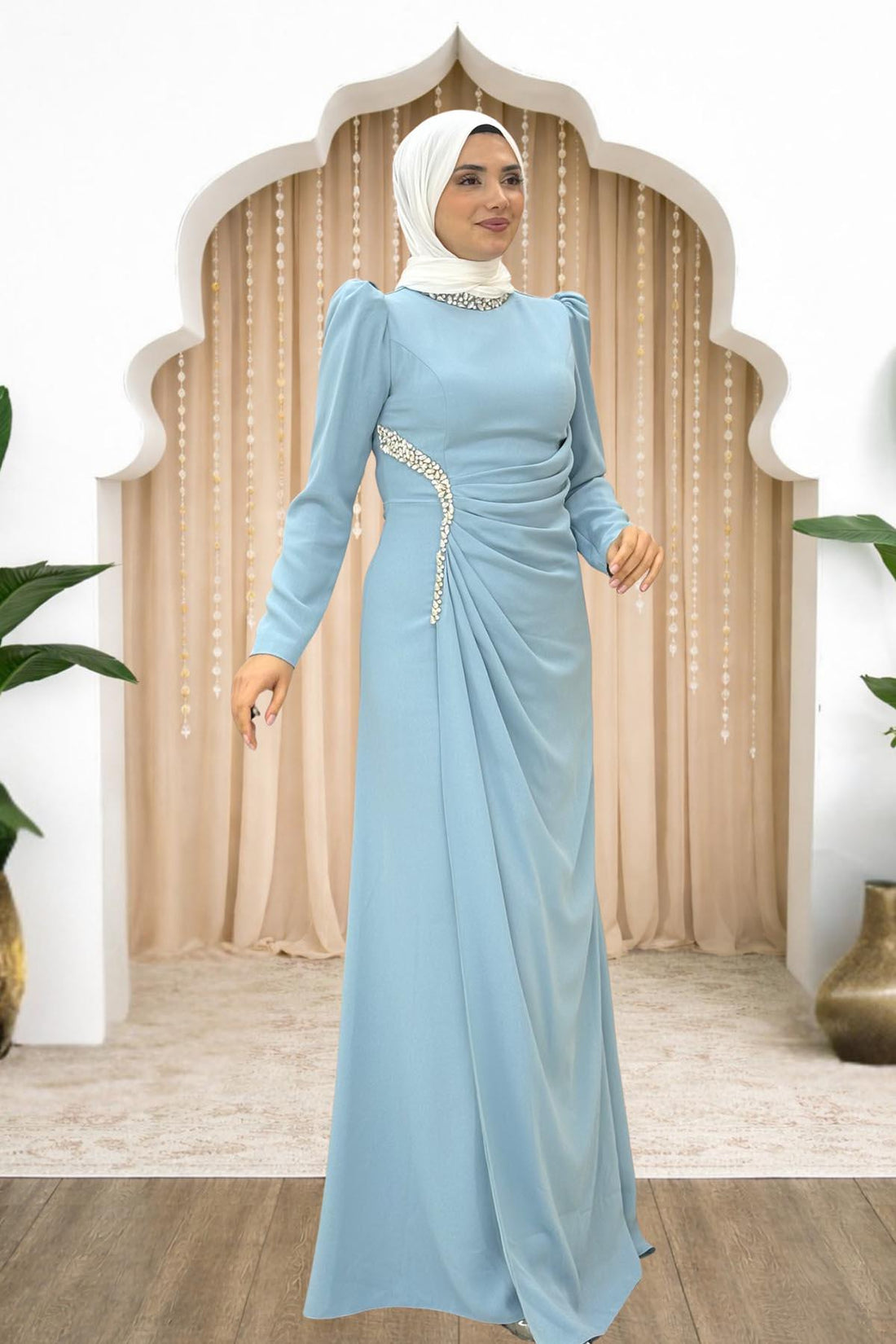 Dilem Modest Evening Dress - Baby Blue