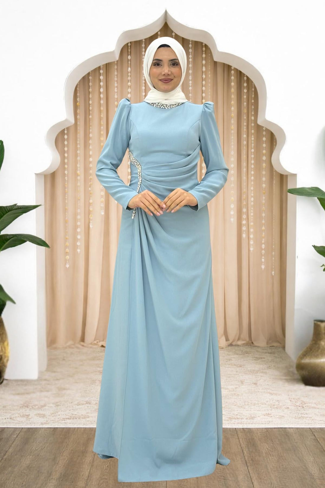 Dilem Modest Evening Dress - Baby Blue