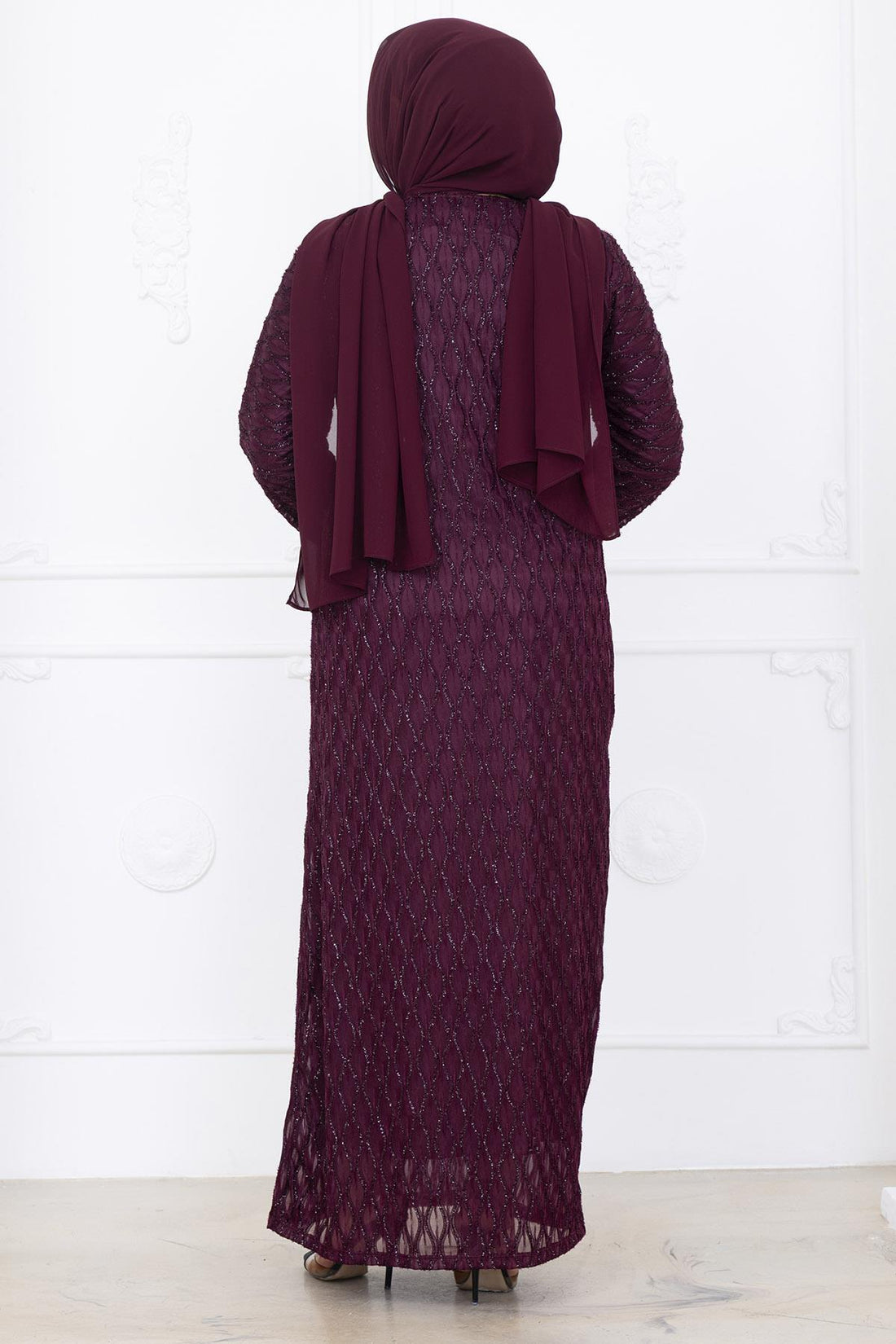 Mahi Modest Evening Dress - Burgundy