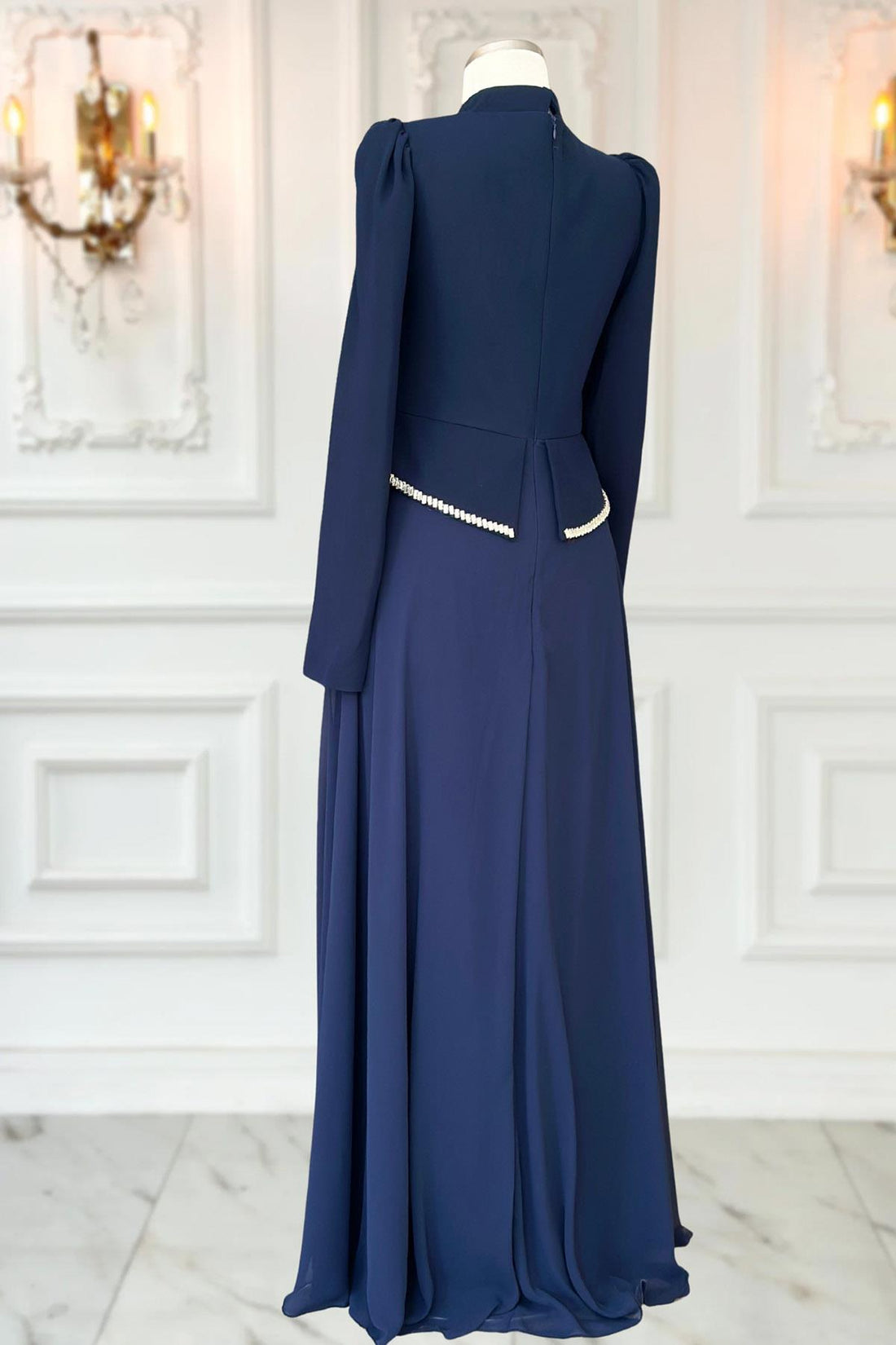 Naz Modest Evening Dress - Navy