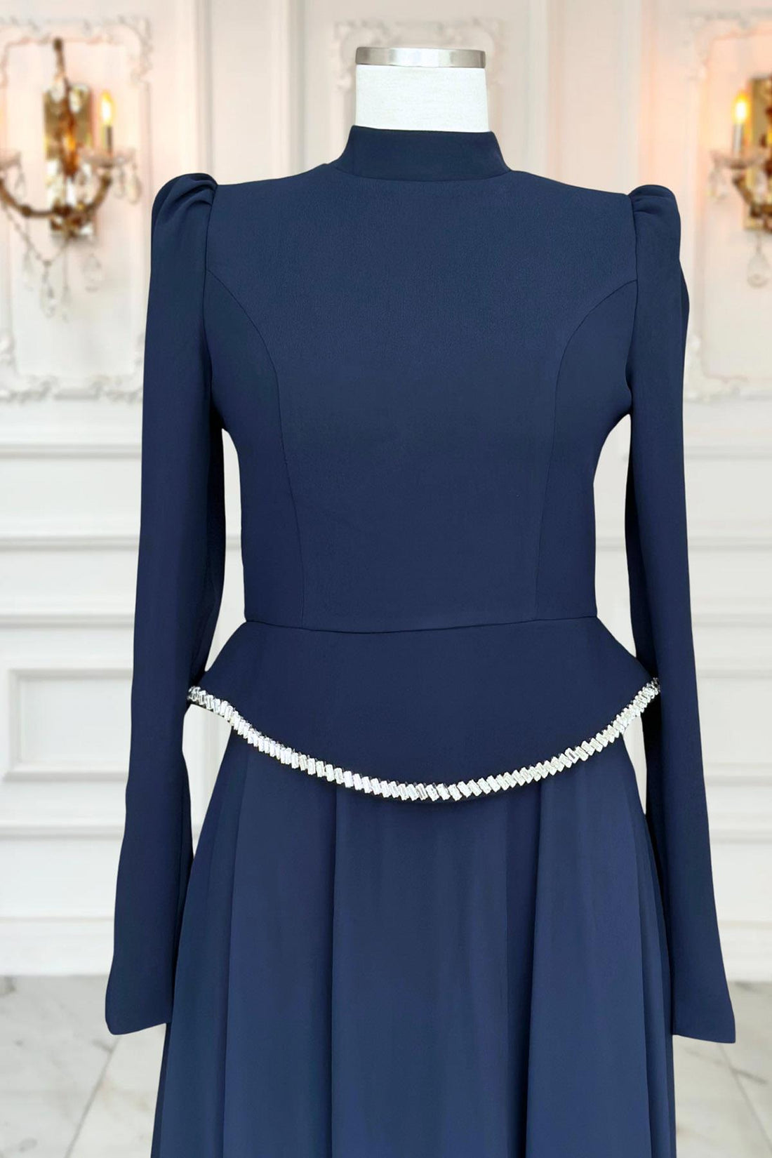 Naz Modest Evening Dress - Navy