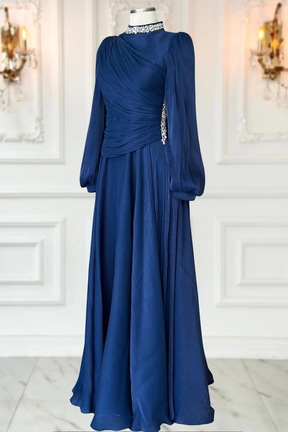 Nergis Modest Evening Dress - Navy
