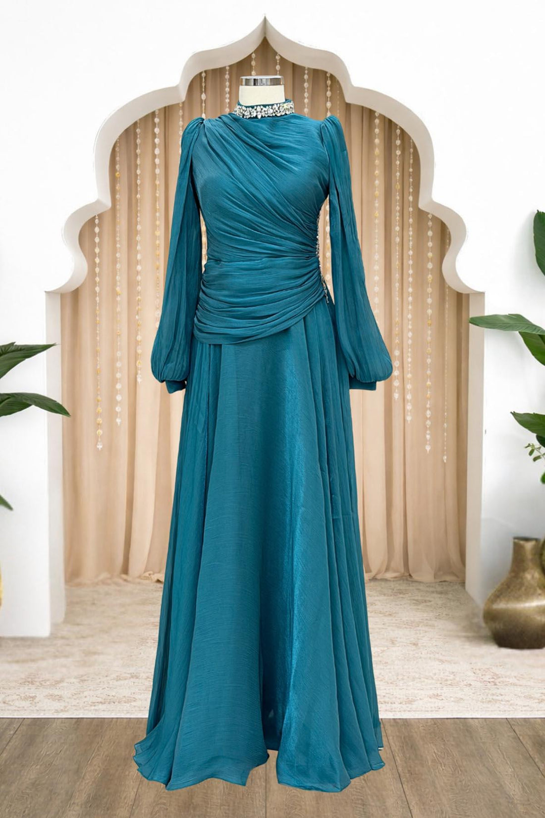 Nergis Modest Evening Dress - Teal