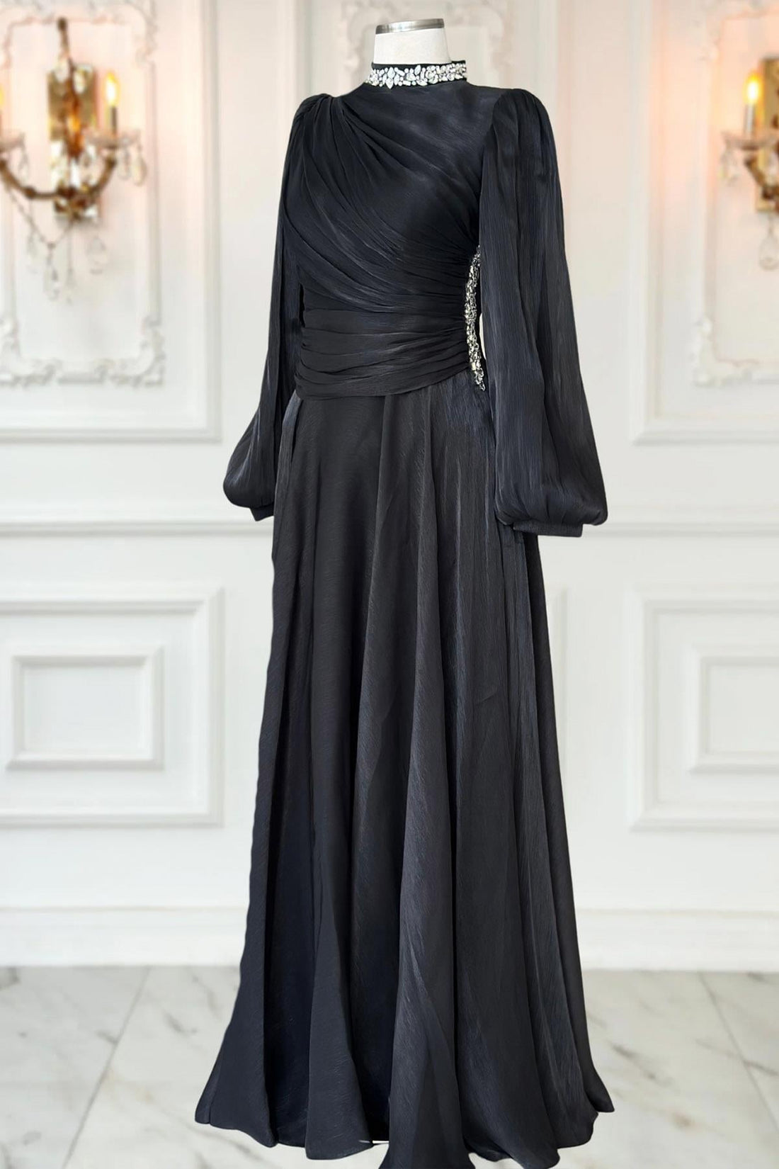Nergis Modest Evening Dress - Black