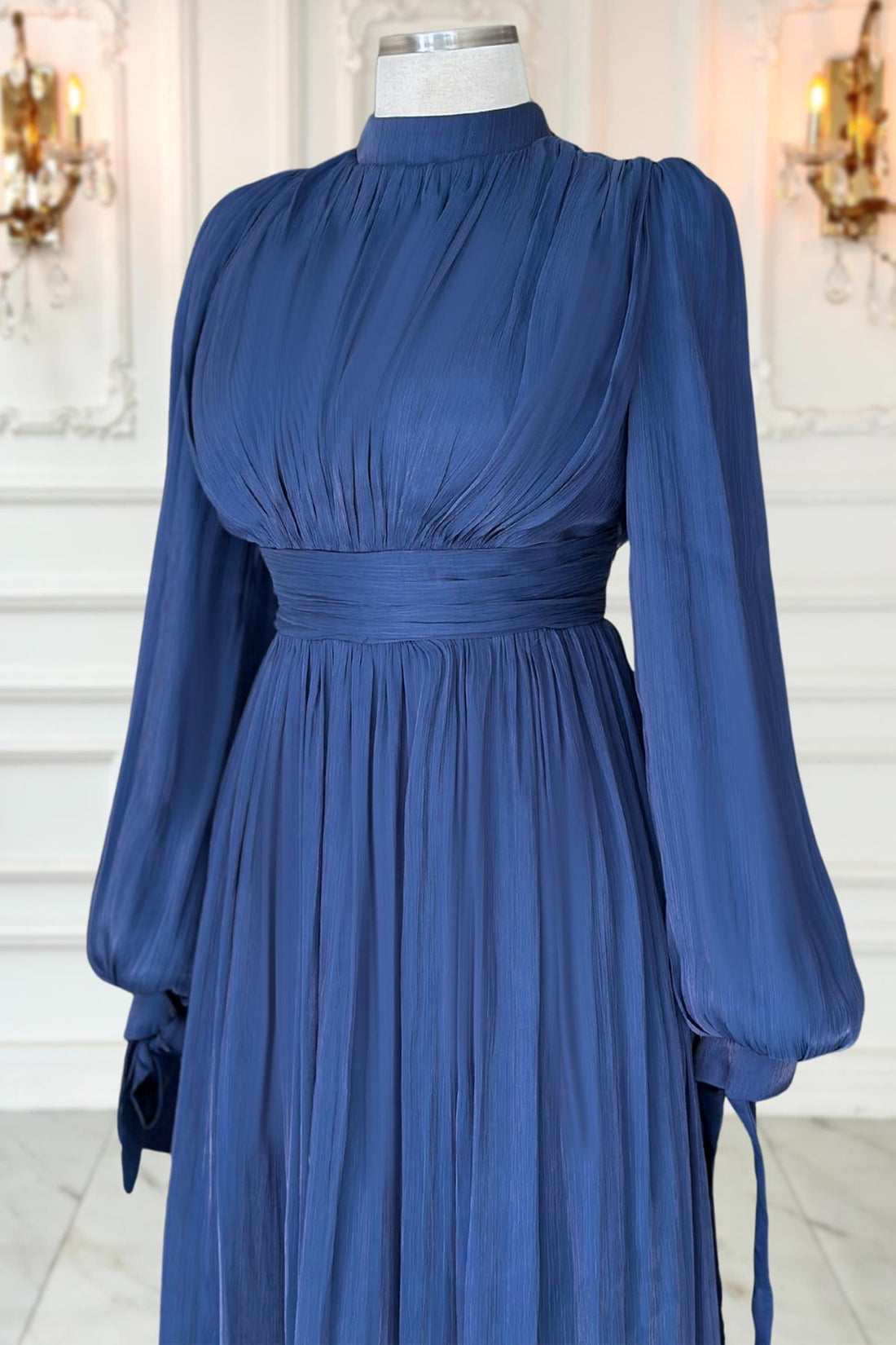 Nida Modest Evening Dress - Navy