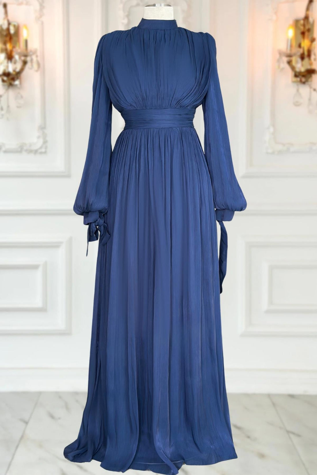 Nida Modest Evening Dress - Navy