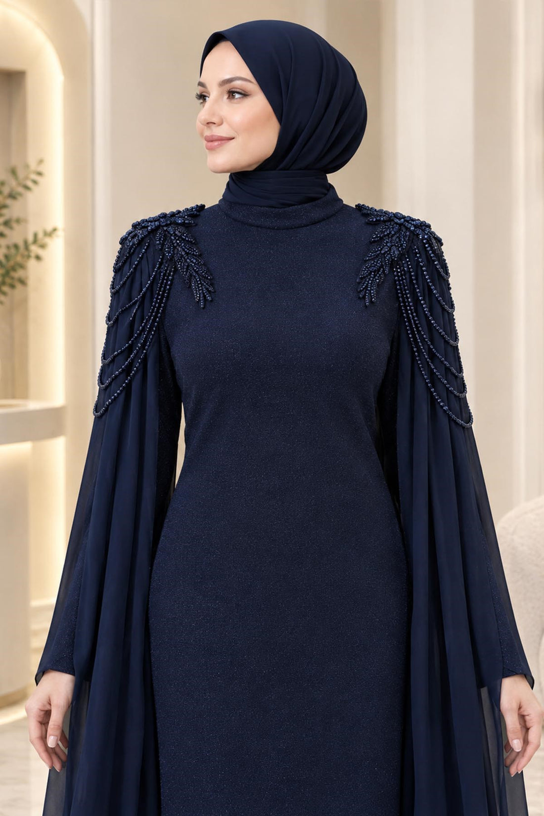 Nurşah Modest Evening Dress - Navy