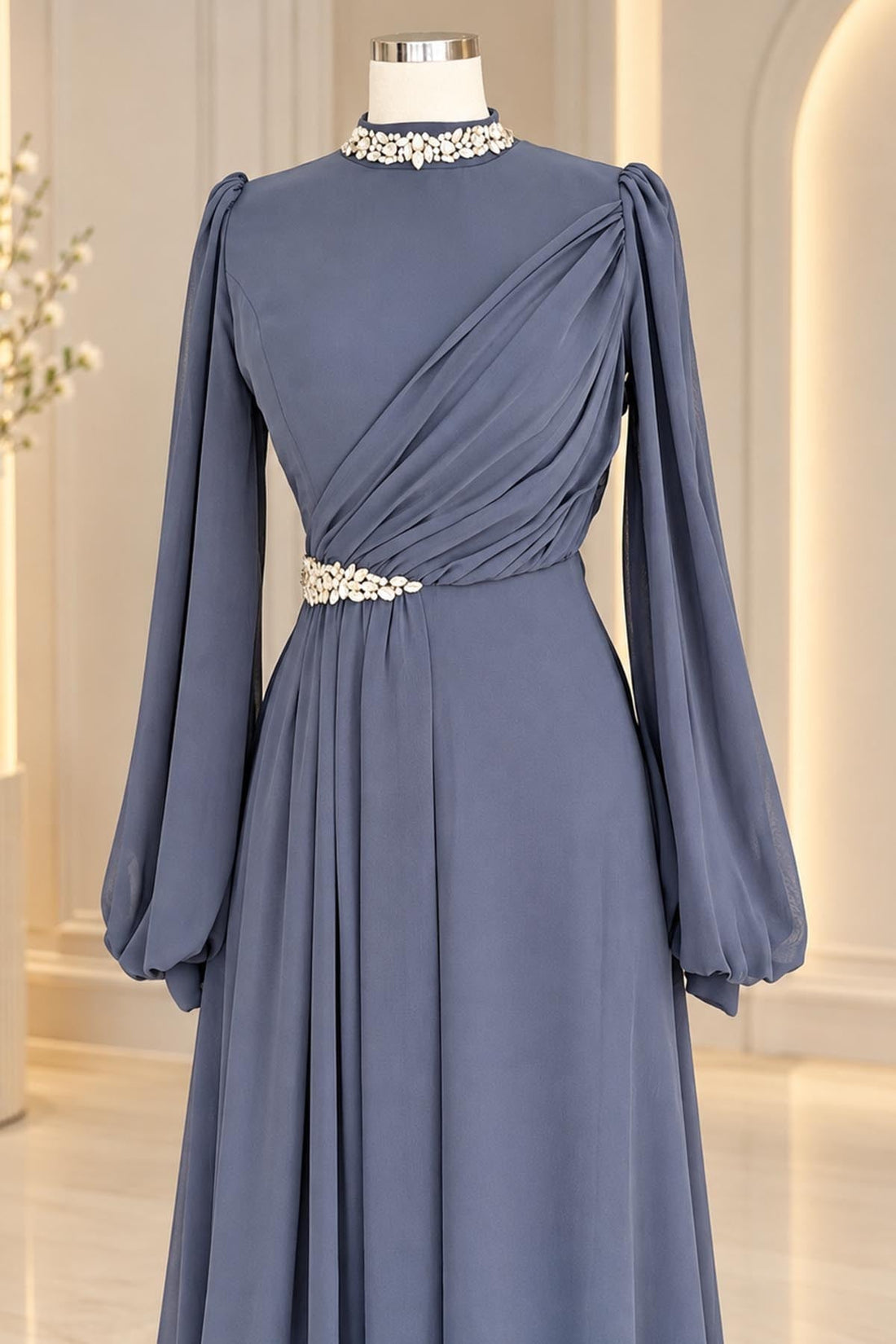 Peri Modest Evening Dress - Anthracite