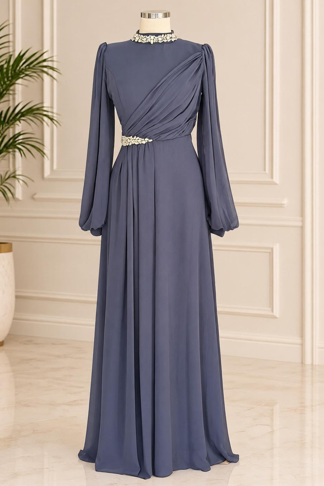 Peri Modest Evening Dress - Anthracite