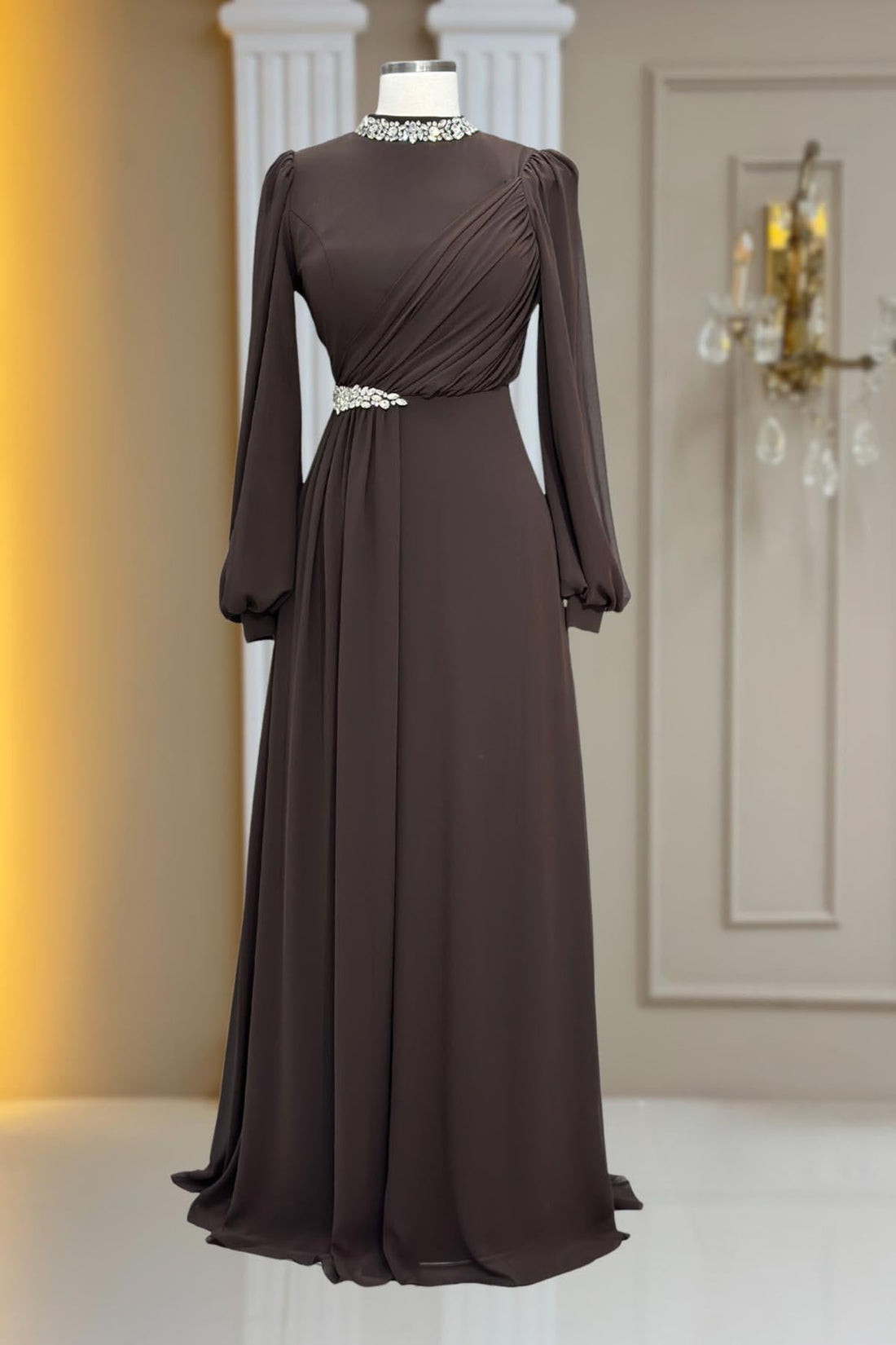 Peri Modest Evening Dress - Brown