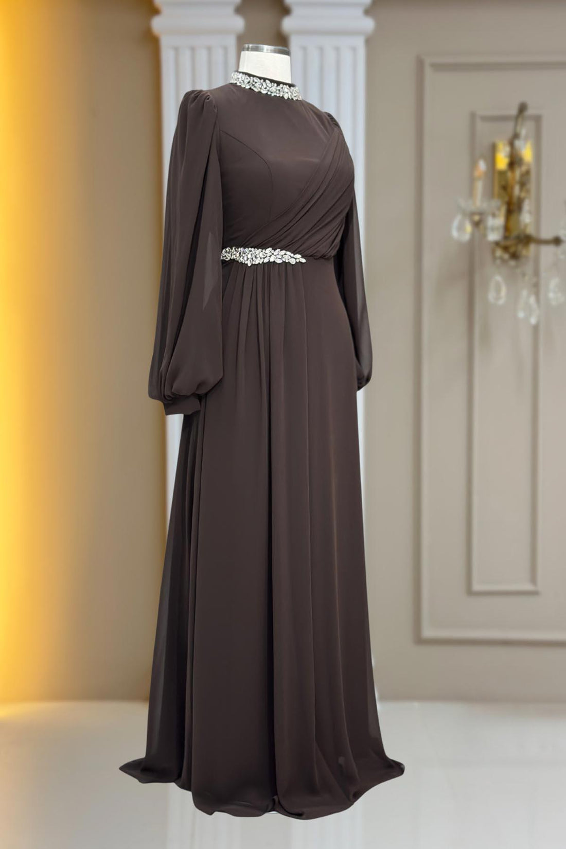 Peri Modest Evening Dress - Brown