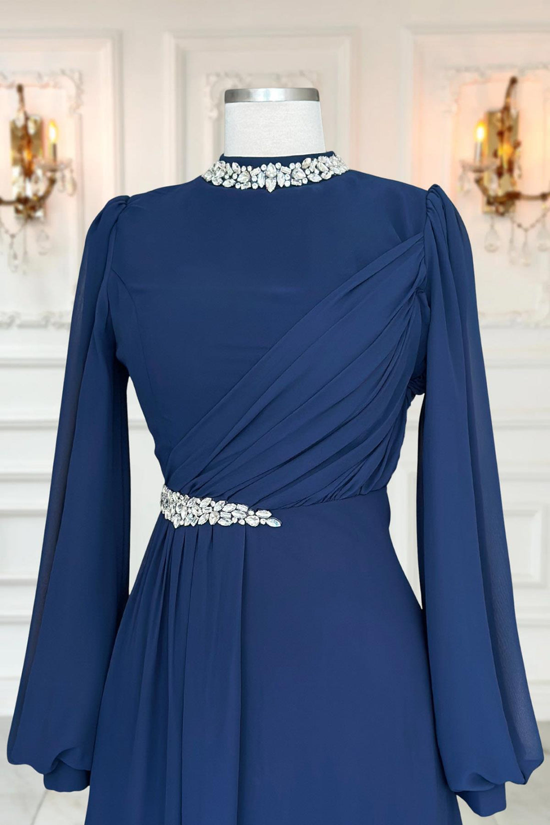 Peri Modest Evening Dress - Navy