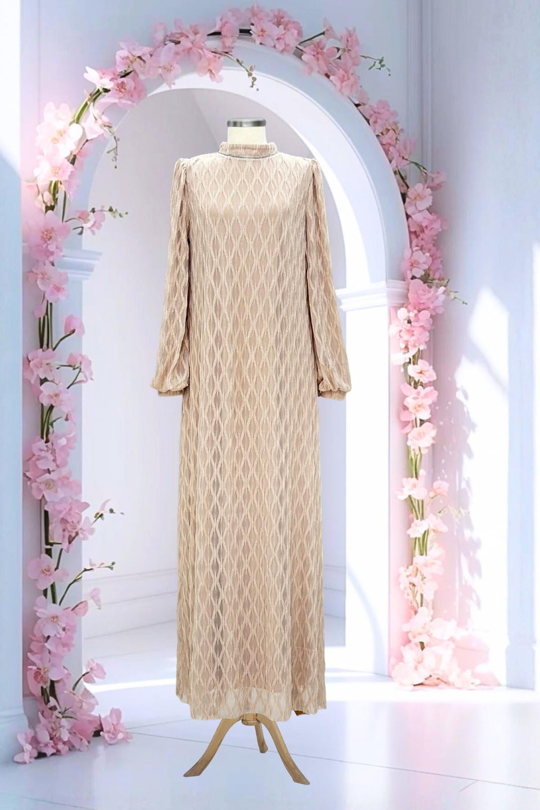 Ravza Modest Evening Dress - Beige