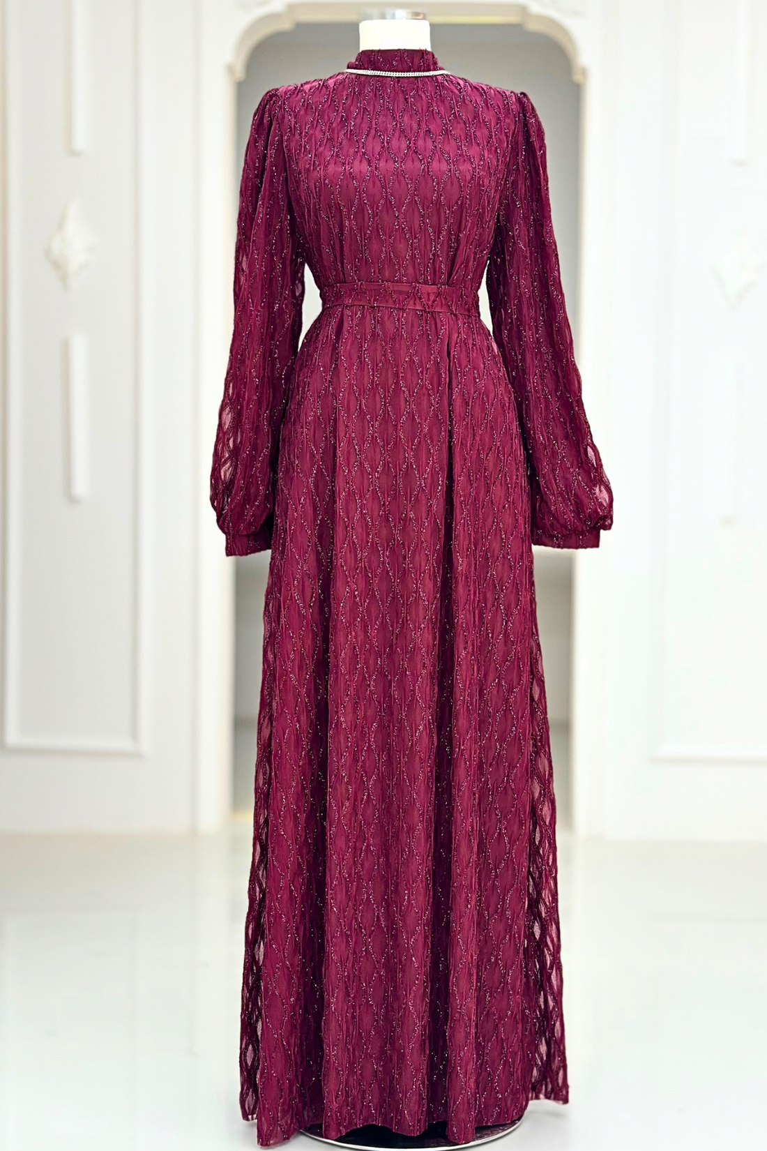 Ravza Modest Evening Dress - Burgundy