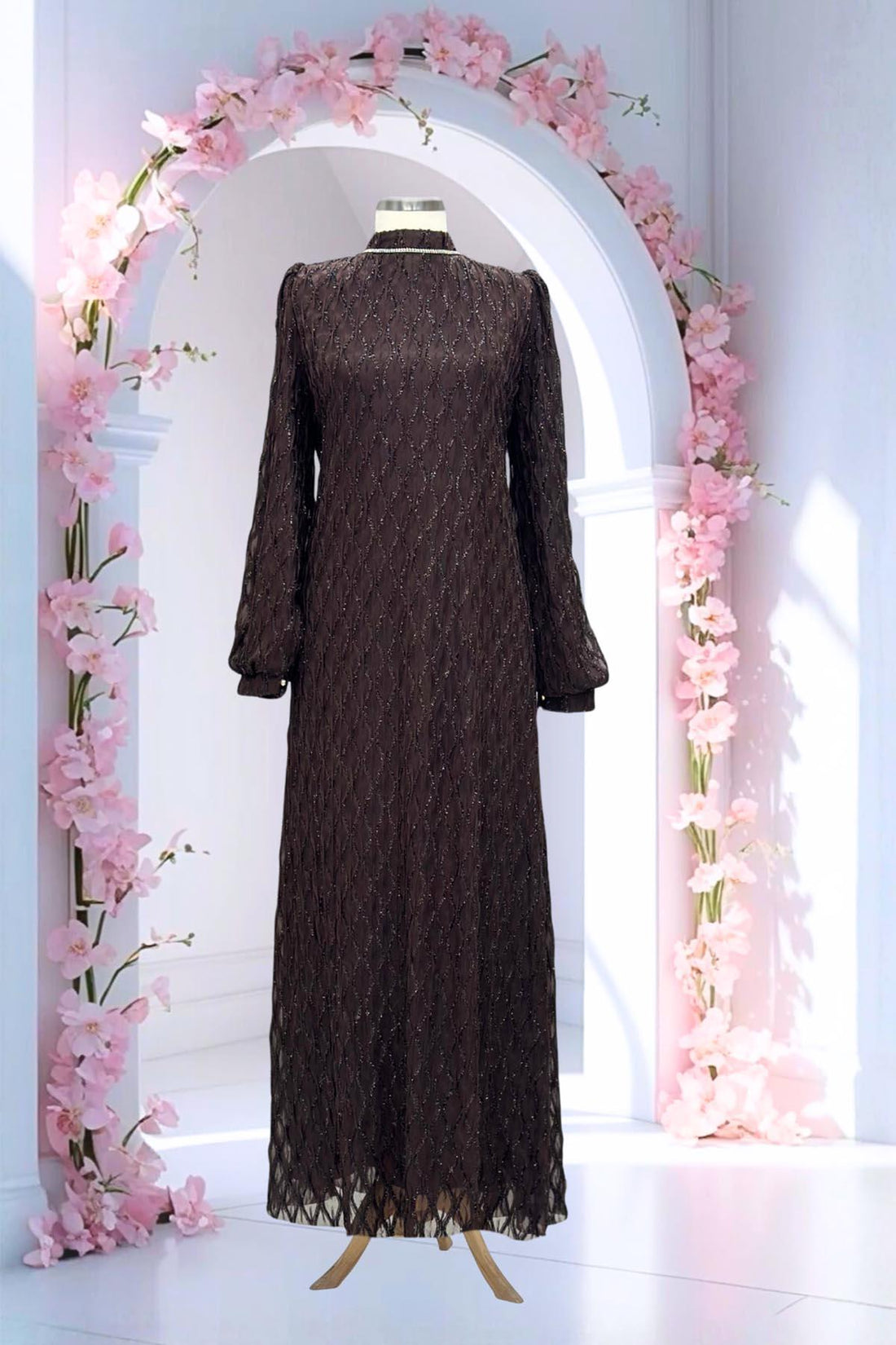 Ravza Modest Evening Dress - Brown