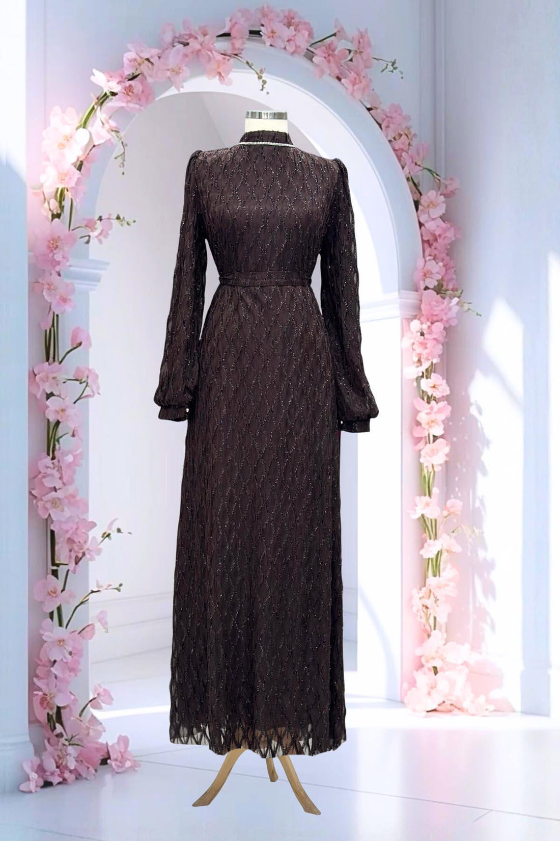 Ravza Modest Evening Dress - Brown