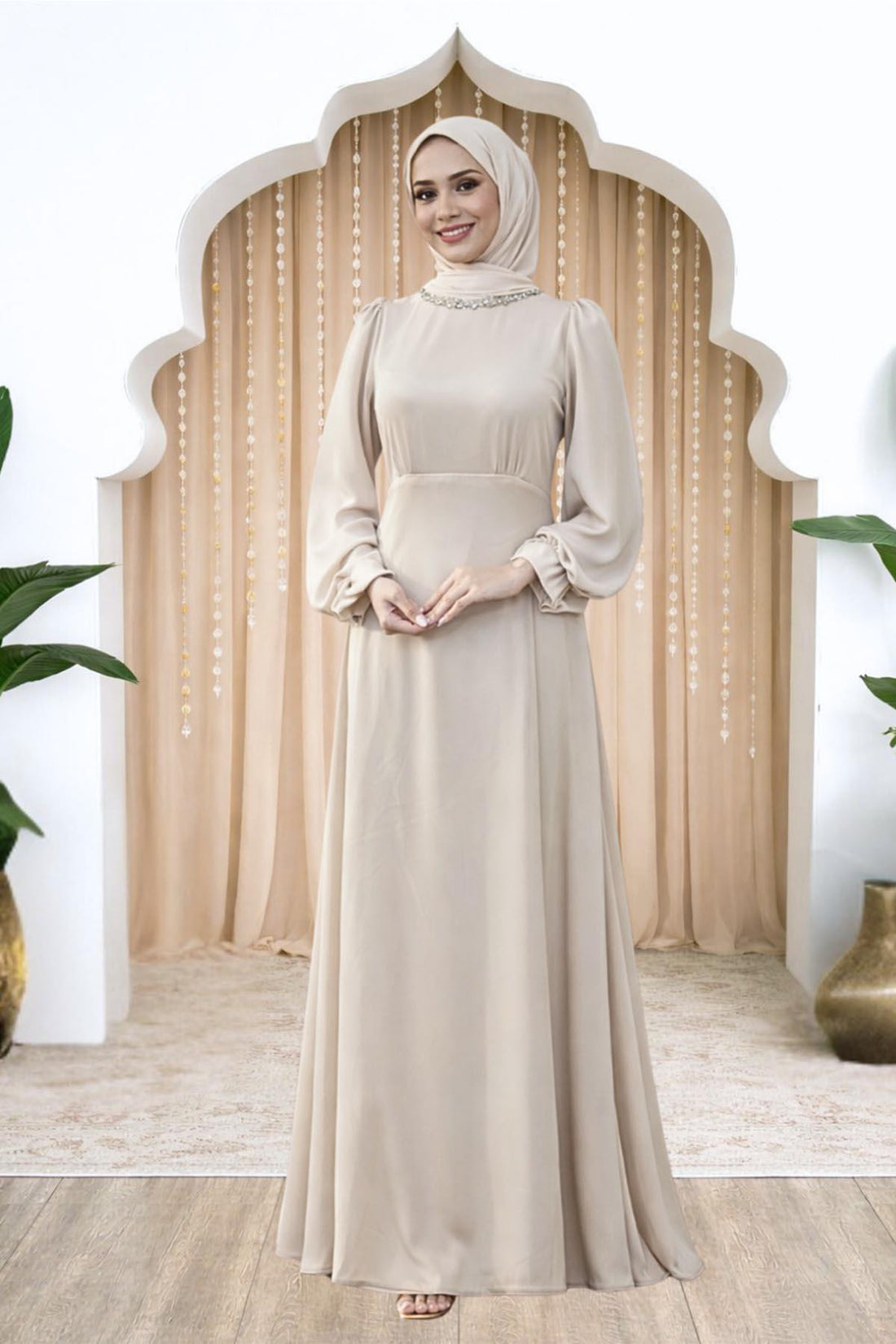 Rüya Modest Evening Dress - Beige