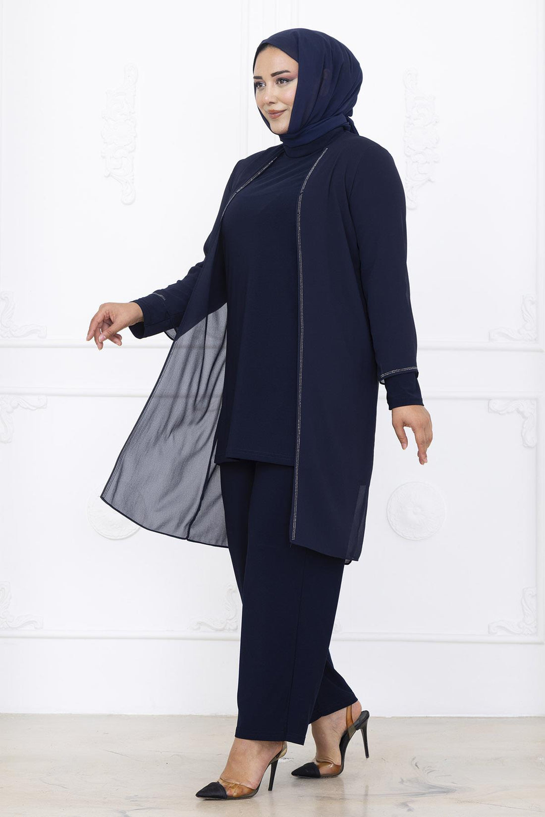 Sezen Modest Evening Set - Navy