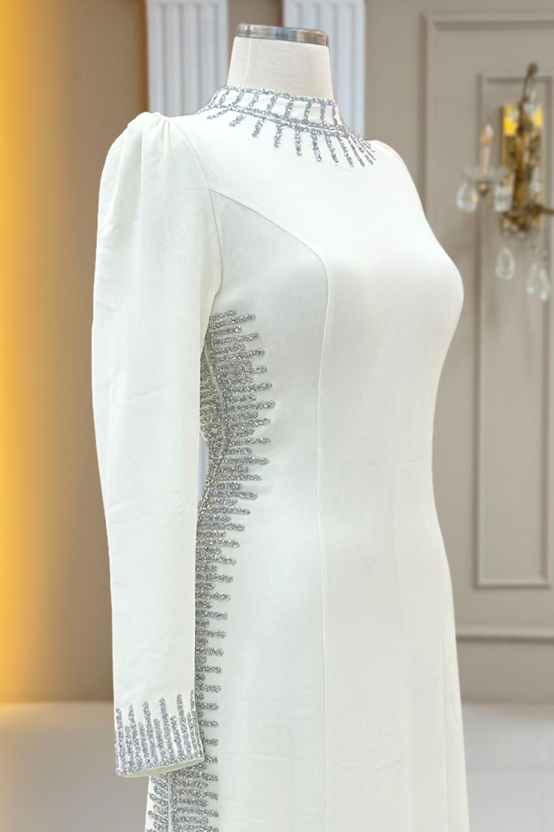 Sıla Modest Evening Dress - Ivory