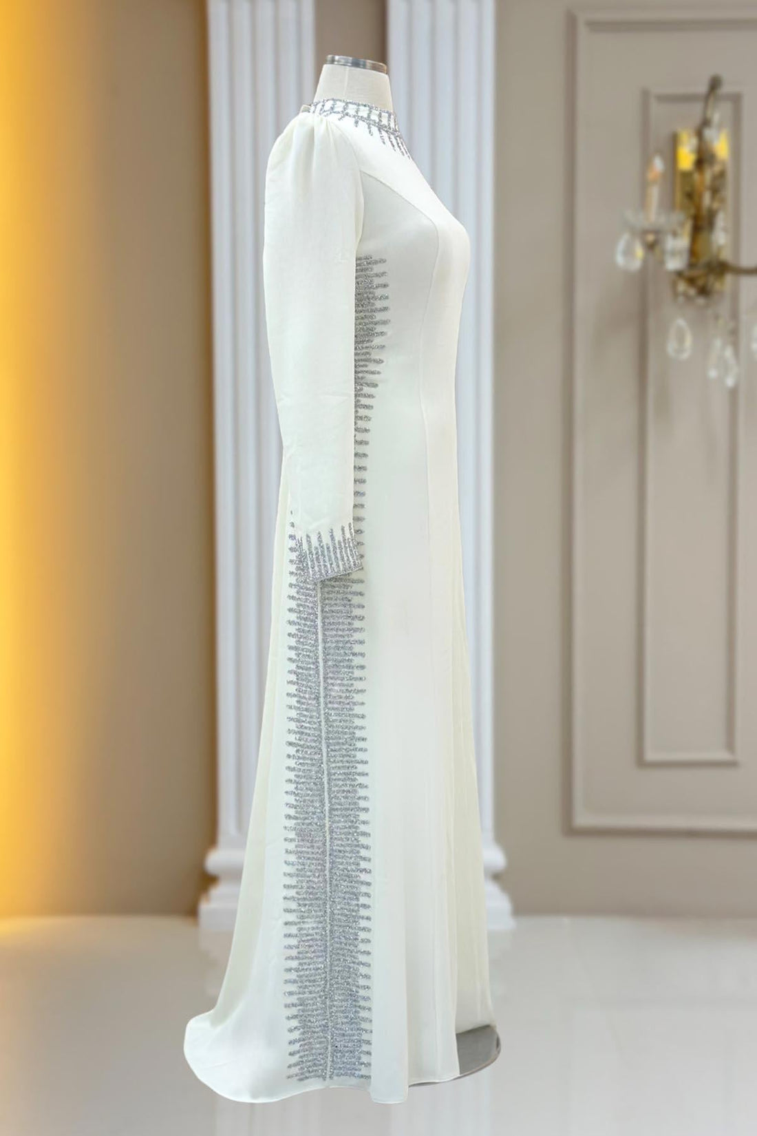 Sıla Modest Evening Dress - Ivory