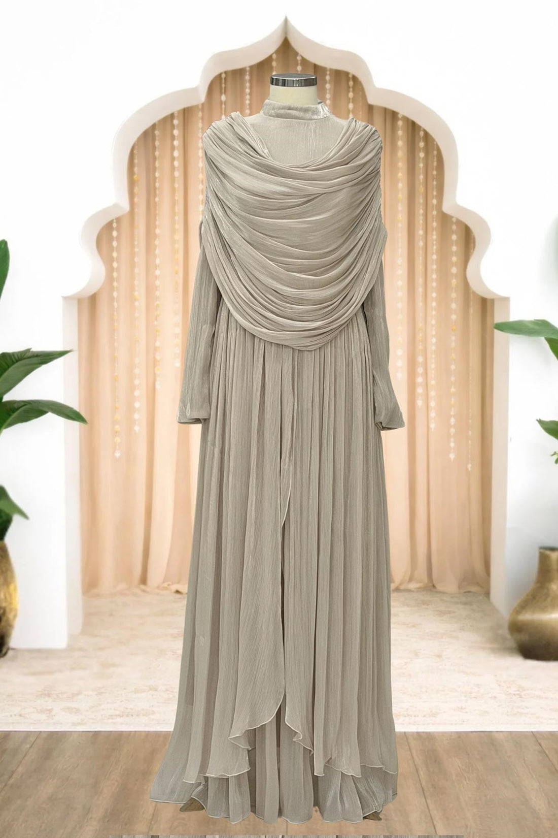 Sumru Modest Evening Dress - Beige
