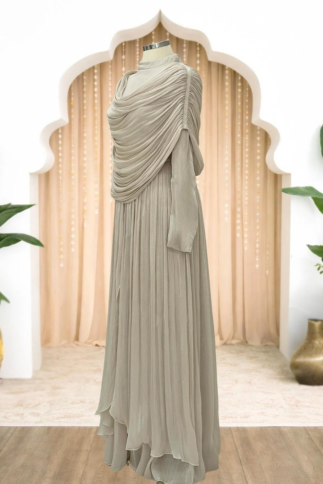Sumru Modest Evening Dress - Beige