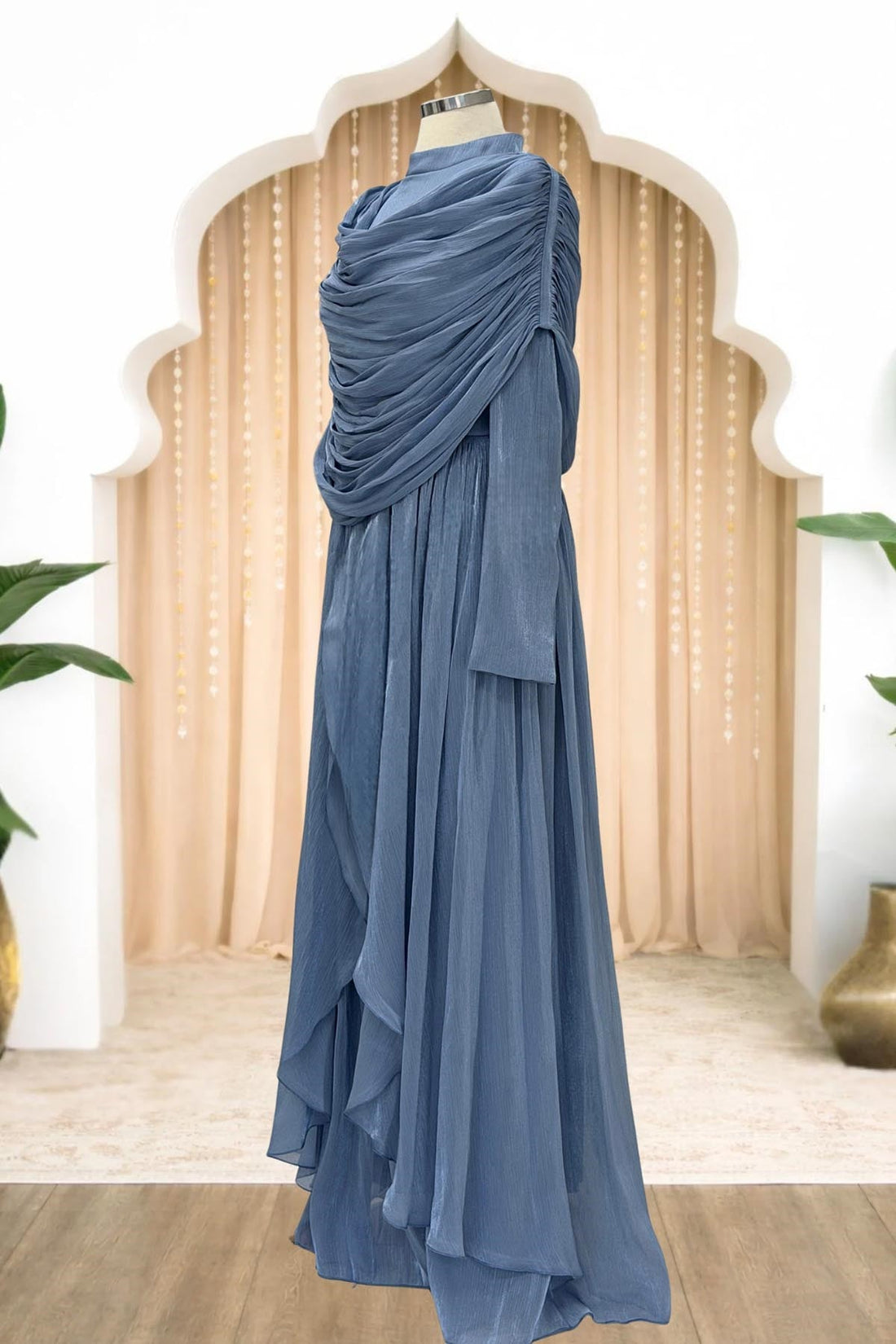 Sumru Modest Evening Dress - Indigo